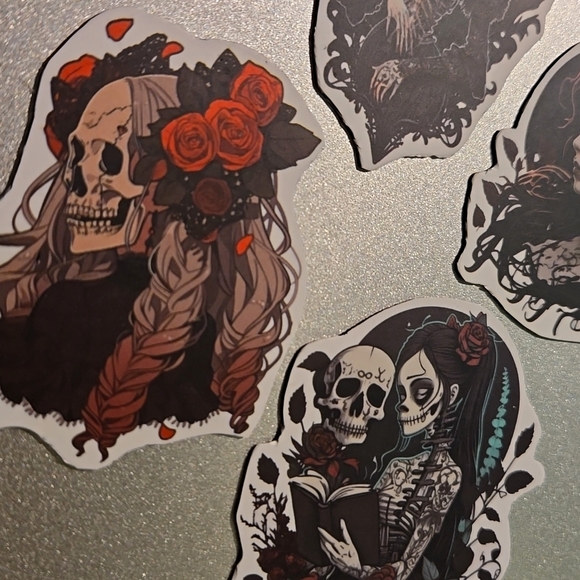 Skelton Goth Girl Magnets Custom Handmade for Locker or Toolbox - Picture 2 of 5